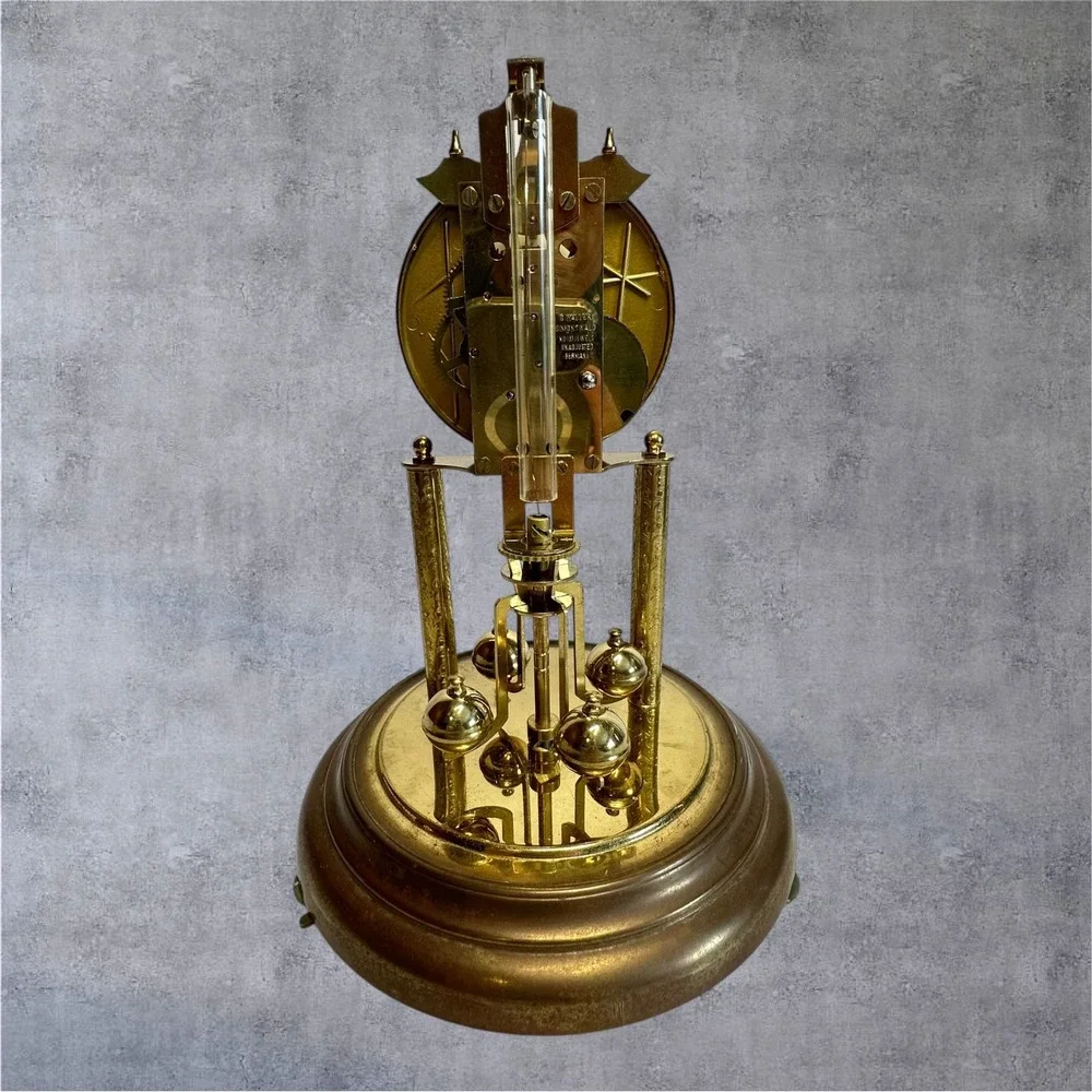 Haller Anniversary Clock Vintage Gold Tone Glass Dome West Germany - Needs Work